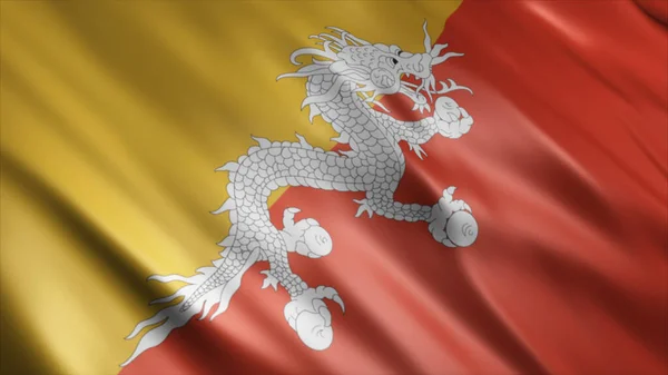 Bhutan Nationale Vlag Hoge Kwaliteit Zwaaien Vlag Afbeelding — Stockfoto