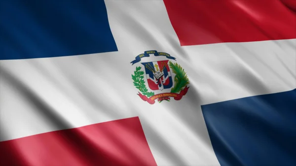 Dominikai Köztársaság Nemzeti Zászló Kiváló Minőségű Integető Zászló Kép — Stock Fotó