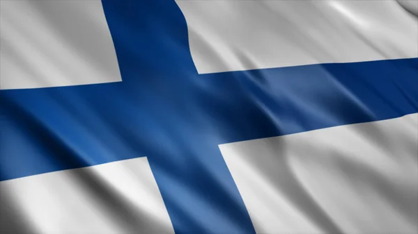Finland National Flag High Quality Waving Flag Image — Stock Photo, Image