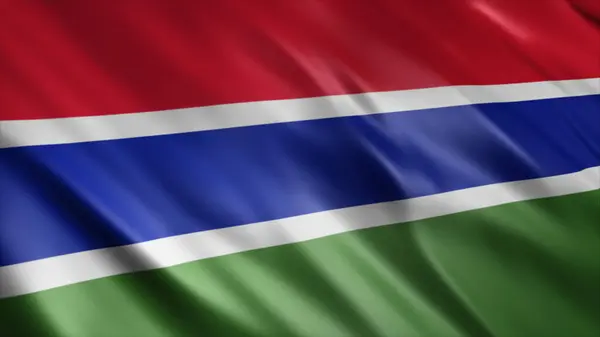 Gambia Nationale Vlag Hoge Kwaliteit Zwaaien Vlag Afbeelding — Stockfoto
