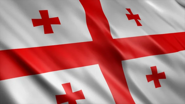 Grúzia Nemzeti Zászló Kiváló Minőségű Integetés Zászló Kép — Stock Fotó