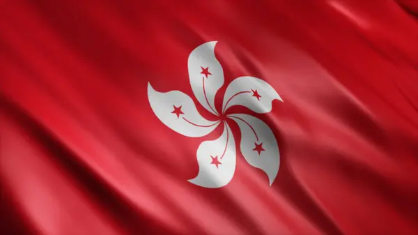 Flaga Narodowa Hongkongu Wysokiej Jakości Obraz Flagi Falującej — Zdjęcie stockowe