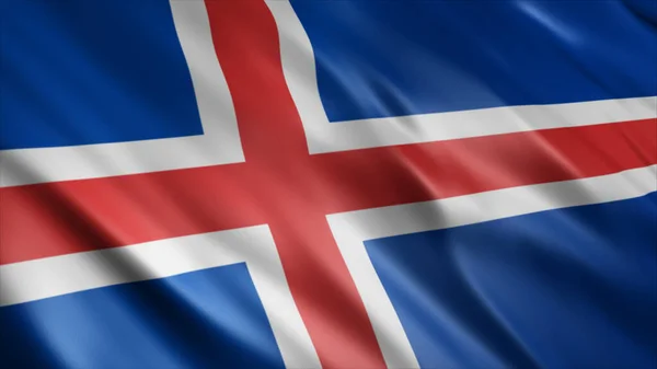 Iceland National Flag High Quality Waving Flag Image — Stock Photo, Image