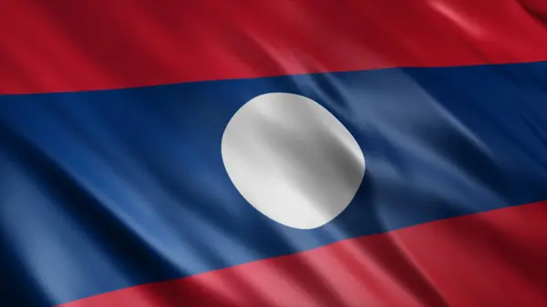 Bandiera Nazionale Del Laos Bandiera Sventolante Alta Qualità Immagine — Foto Stock