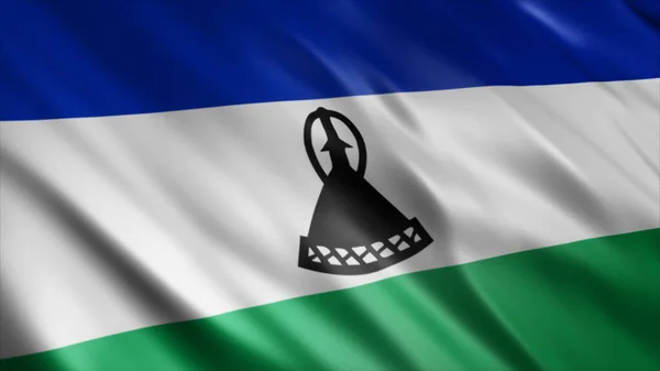 Lesotho Nationalflagge Hochqualitatives Fahnenschwenken — Stockfoto