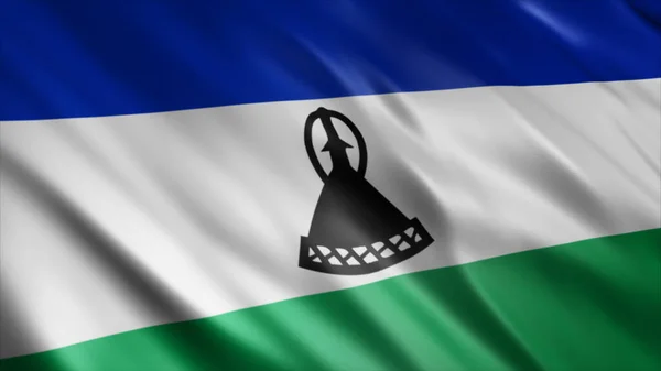 Drapeau National Lesotho Drapeau Ondulé Haute Qualité Image — Photo