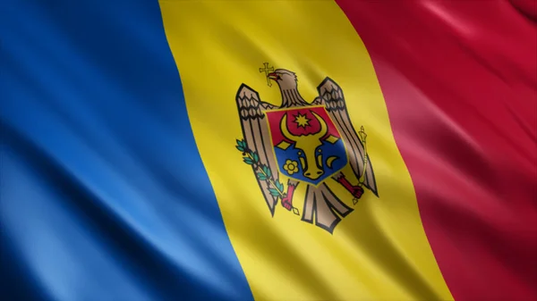 Moldavien National Flag Hög Kvalitet Viftande Flagga Bild — Stockfoto