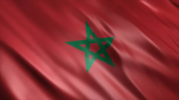 Marokkó Nemzeti Zászló Kiváló Minőségű Integető Zászló Kép — Stock Fotó