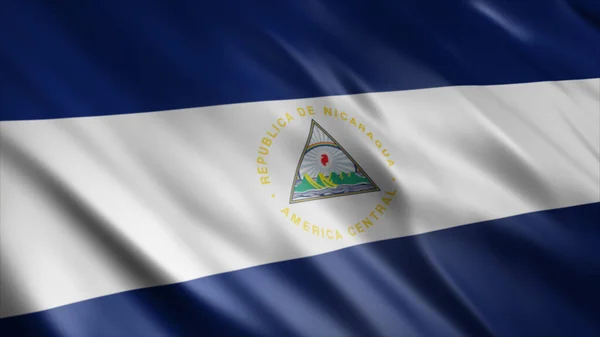 Εθνική Σημαία Της Νικαράγουας Υψηλής Ποιότητας Κυματιστή Σημαία Εικόνα — Φωτογραφία Αρχείου