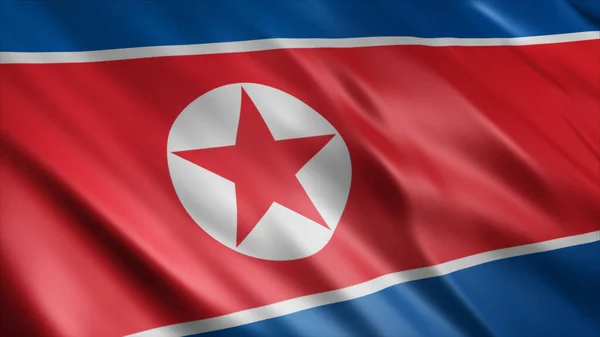 Εθνική Σημαία Της Βόρειας Κορέας Υψηλής Ποιότητας Κυματιστή Σημαία Εικόνα — Φωτογραφία Αρχείου