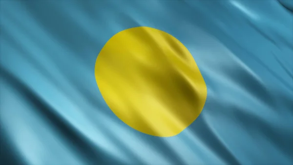 Palau Nationalflagge Hochqualitatives Fahnenschwenken — Stockfoto