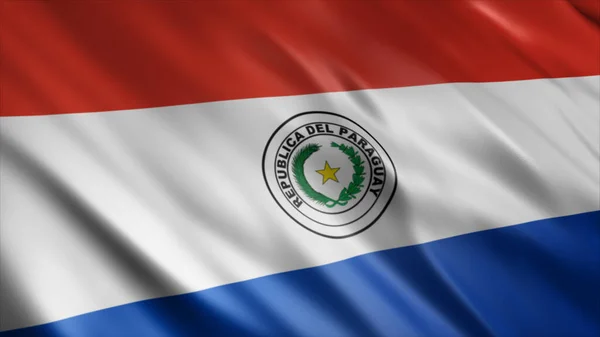Nationalflagge Paraguays Qualitativ Hochwertiges Fahnenschwenken — Stockfoto