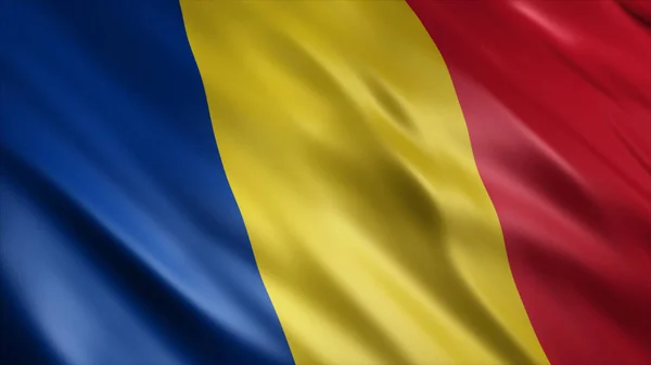 Flaga Narodowa Rumunii Wysokiej Jakości Obraz Flagi Falującej — Zdjęcie stockowe