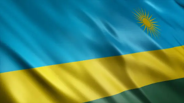 Ruanda Nemzeti Zászló Kiváló Minőségű Integető Zászló Kép — Stock Fotó