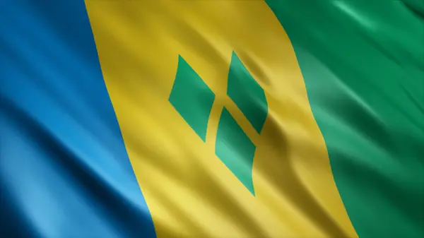 Saint Vincent Grenadines National Flag High Quality Waving Flag Image — Stock Photo, Image