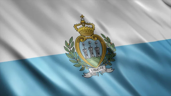 Bandeira Nacional San Marino Bandeira Ondulada Alta Qualidade Imagem — Fotografia de Stock