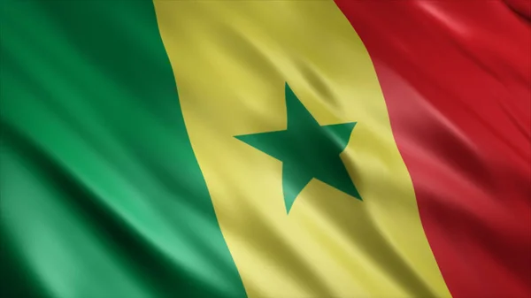 Szenegál Nemzeti Zászló Kiváló Minőségű Integető Zászló Kép — Stock Fotó