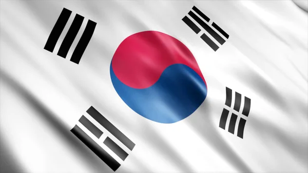 Flaga Narodowa Korei Południowej Wysokiej Jakości Flaga Falująca — Zdjęcie stockowe