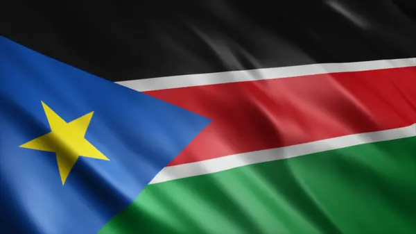 Bandera Nacional Sudán Del Sur Bandera Ondeante Alta Calidad Imagen —  Fotos de Stock