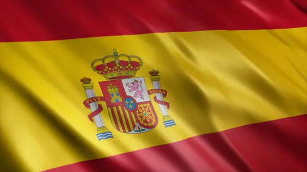 Spanien National Flag Hög Kvalitet Viftande Flagga Bild — Stockfoto