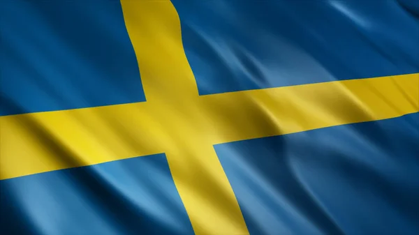 Σουηδική Εθνική Σημαία Υψηλής Ποιότητας Κυματιστή Σημαία Εικόνα — Φωτογραφία Αρχείου