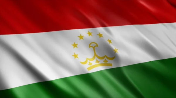 Tadzjikistans Nationella Flagga Högkvalitativ Viftande Flagga Bild — Stockfoto