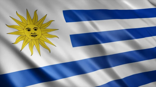 Uruguay National Flag High Quality Waving Flag Image — Stock Photo, Image