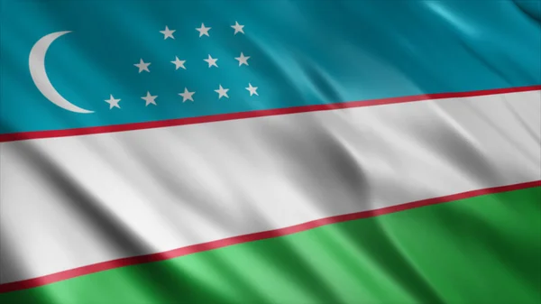 Uzbekistan National Flag High Quality Waving Flag Image — Stock Photo, Image