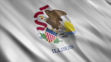 Illinois Eyaleti (ABD) Bayrak, Yüksek Kalite Dalgalanan Bayrak Resmi 