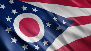 Ohio Eyaleti (ABD) Yüksek Kalite Dalgalanan Bayrak Görüntüsü 