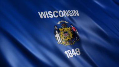 Wisconsin Eyaleti (ABD) Bayrak, Yüksek Kalite Dalgalanan Bayrak Resmi 