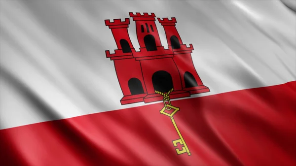 Gibraltar National Flag High Quality Waving Flag Image — Stock Photo, Image