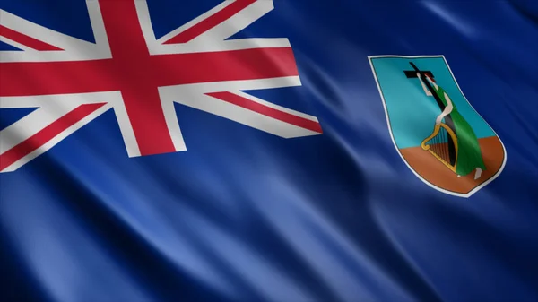 Montserrat Nationale Vlag Hoge Kwaliteit Zwaaien Vlag Afbeelding — Stockfoto