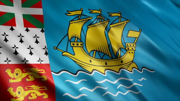 Saint Pierre Miquelon Nationale Vlag Hoge Kwaliteit Zwaaien Vlag Afbeelding — Stockfoto