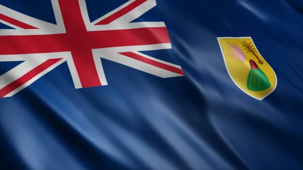 特克斯和凯科斯群岛国旗 高质量波浪旗帜图像 — 图库照片