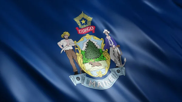 Maine State Usa Vlag Hoge Kwaliteit Golvende Vlag Afbeelding — Stockfoto
