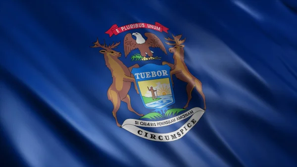 Michigan State Vlag Hoge Kwaliteit Golvende Vlag Afbeelding — Stockfoto