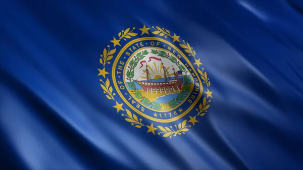 Flaga Stanu New Hampshire Usa Wysokiej Jakości Flaga Falą — Zdjęcie stockowe