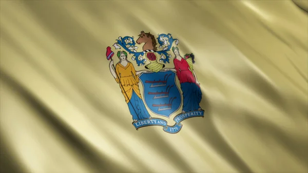 New Jersey State Usa Vlag Hoge Kwaliteit Golvende Vlag Afbeelding — Stockfoto