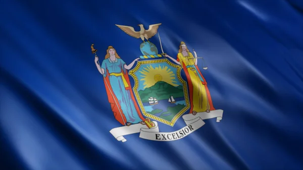 Σημαία Πολιτείας Της Νέας Υόρκης Ηπα Υψηλής Ποιότητας Κυματιστή Σημαία — Φωτογραφία Αρχείου