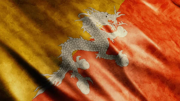 Bandeira Grunge Nacional Butão Imagem Bandeira Grunge Alta Qualidade — Fotografia de Stock