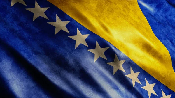 Flaga Narodowa Bośni Hercegowiny Wysokiej Jakości Flaga Grunge Image — Zdjęcie stockowe