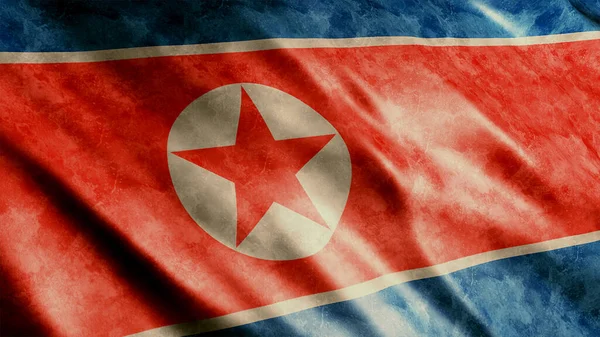Bandiera Nazionale Del Grunge Della Corea Del Nord Immagine Alta — Foto Stock