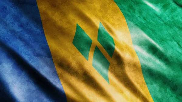 Saint Vincent Grenadine Szigetek Nemzeti Grunge Zászló Kiváló Minőségű Grunge — Stock Fotó