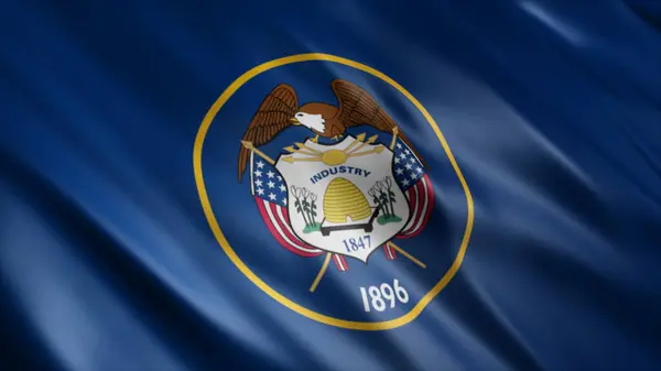 Флаг Штата Юта Сша Изображение Размахивающего Флага Высокого Качества Лицензионные Стоковые Изображения
