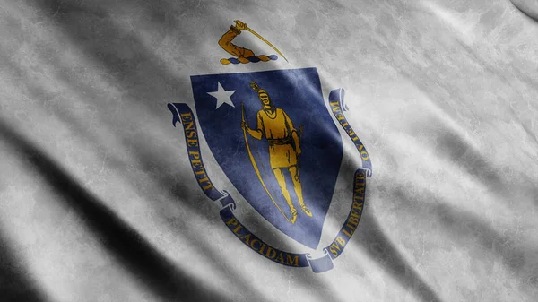 Massachusetts State Usa Grunge Flag High Quality Grunge Flag Image — Stock fotografie