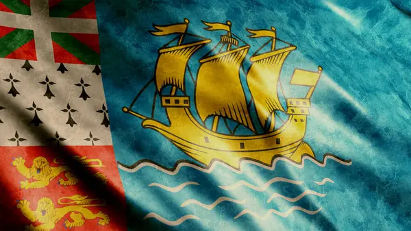 Saint Pierre Miquelon Národní Vlajka Vysoce Kvalitní Vlnění Vlajky Obrázek — Stock fotografie