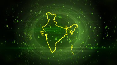 Hindistan Dijital Hitech Teknoloji Arkaplanı Haritası, Yapay Zeka ve İkili Teknoloji Teması ile Çok Amaçlı Arkaplan