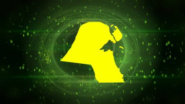 Kuveyt Dijital Hitech Teknoloji Arkaplanı Haritası, Yapay Zeka ve İkili Teknoloji Teması ile Çok Amaçlı Arkaplan