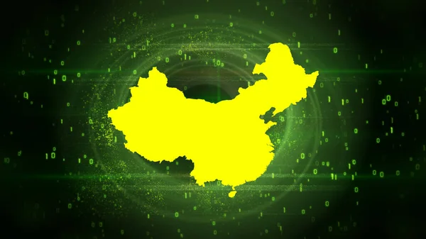 Mapa China Sobre Fondo Tecnología Digital Hitech Fondo Multipropósito Con —  Fotos de Stock